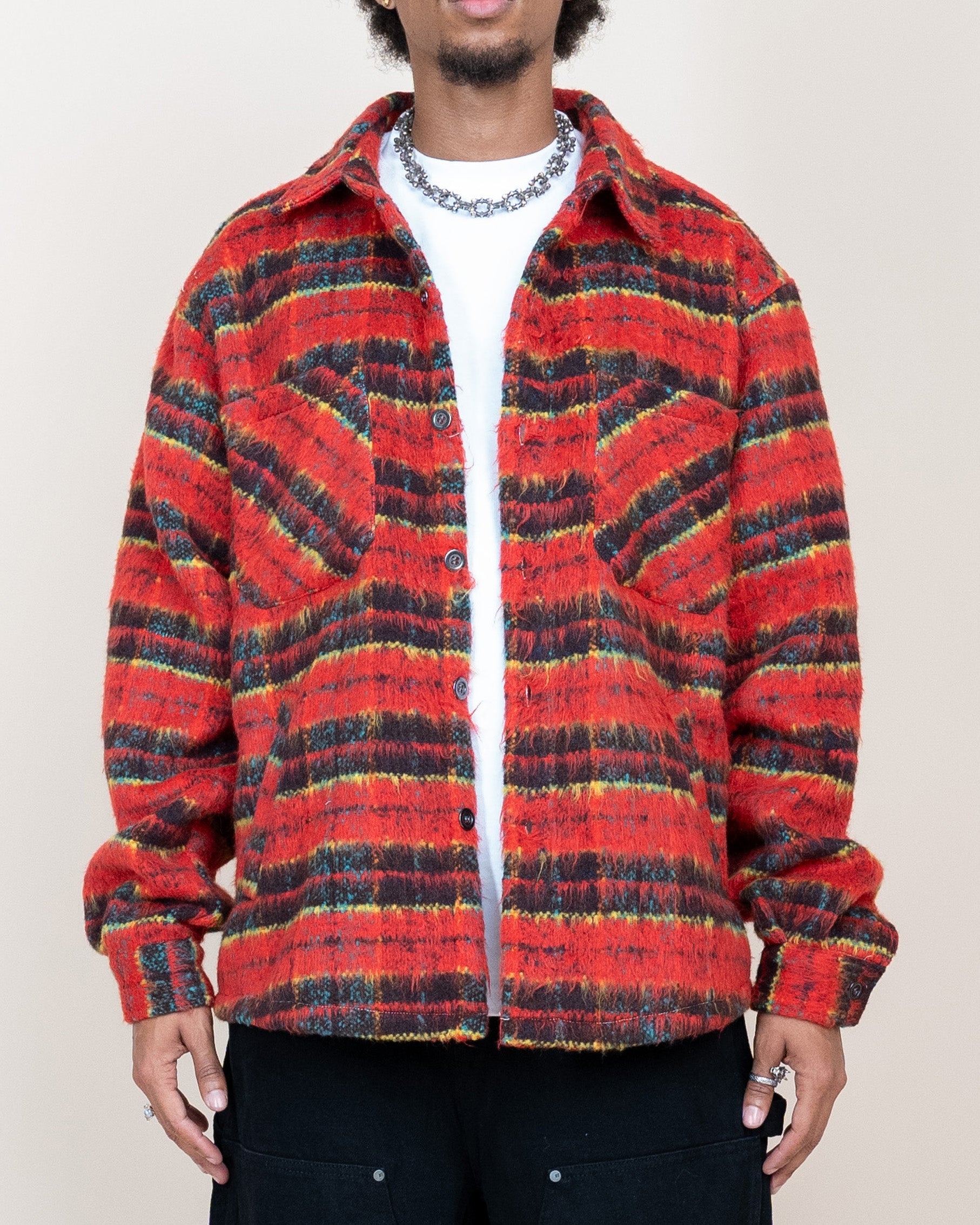 EPTM SIDE SLIT FLANNEL-TOMATO