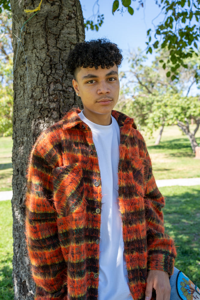 EPTM SIDE SLIT FLANNEL-BLOOD ORANGE