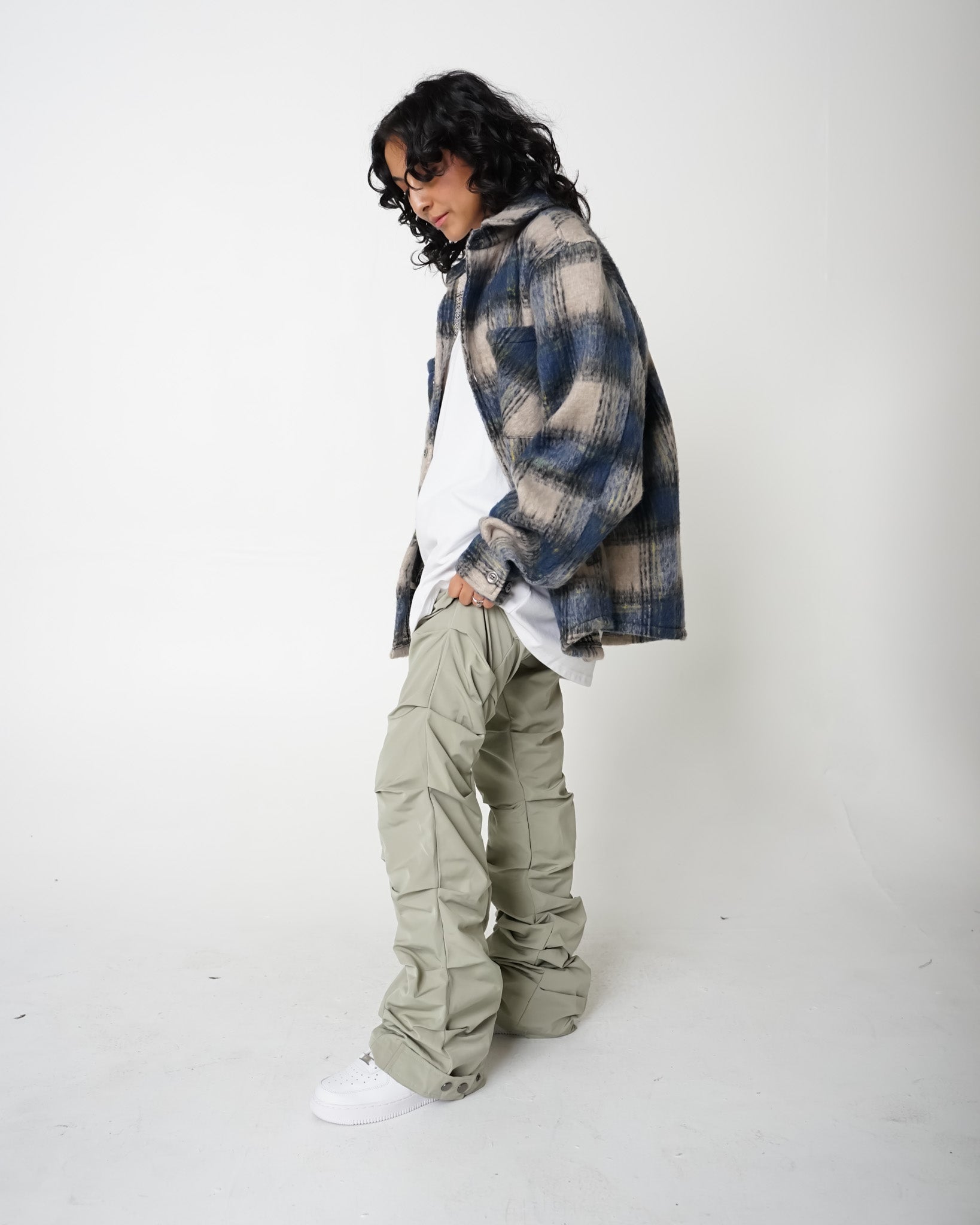 EPTM SIDE SLIT FLANNEL-BLUE/GREY