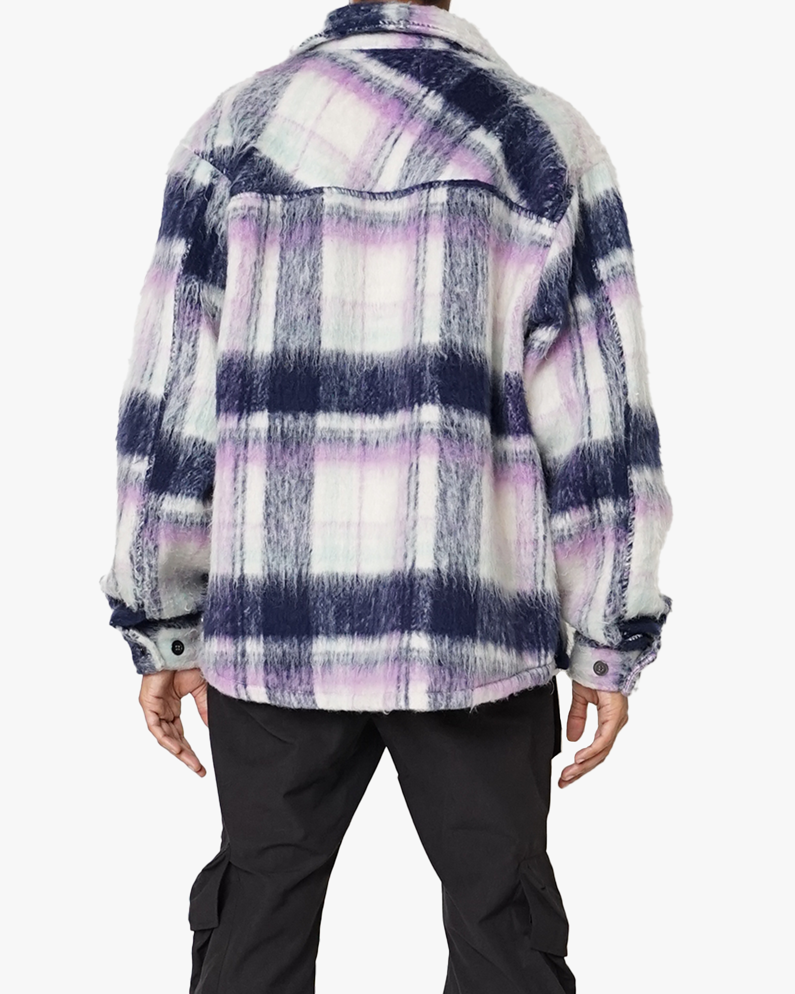 EPTM BIG N TALL SIDE SLIT FLANNEL-PURPLE/WHITE