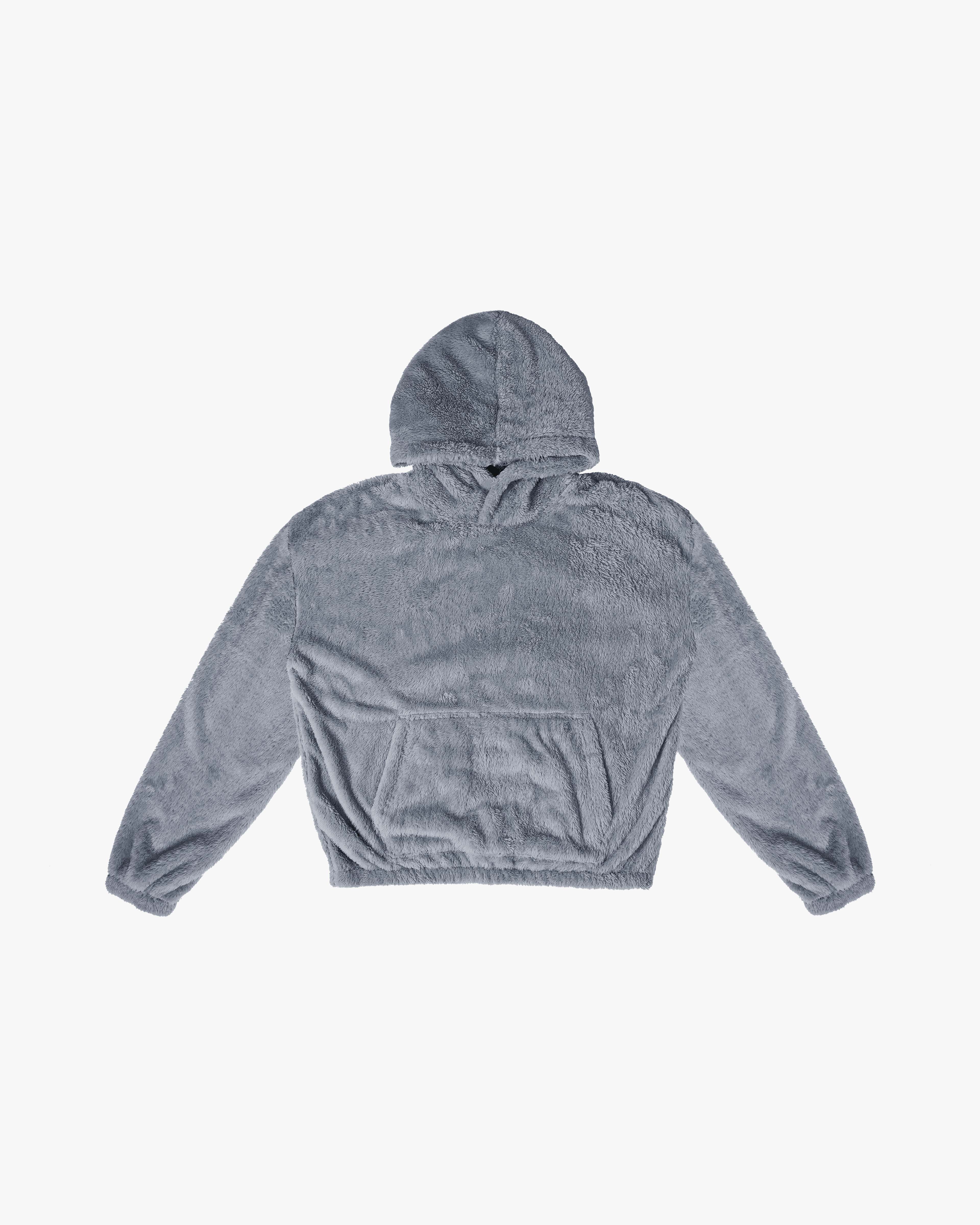 Grey fuzzy outlet pullover