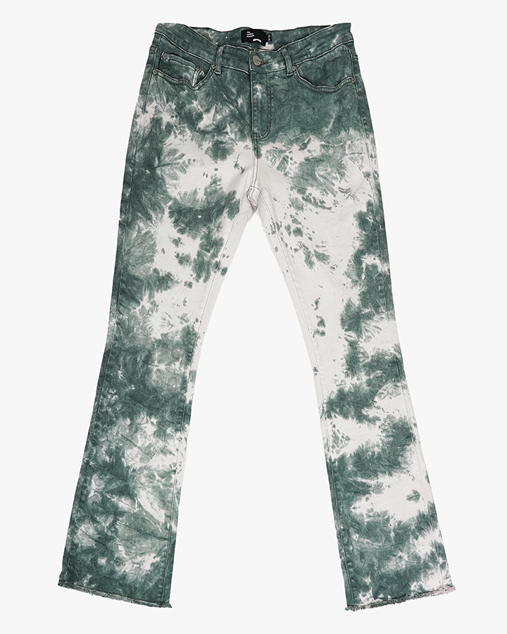 EPTM TIE DYED STACKED FLARE PANTS-GREEN