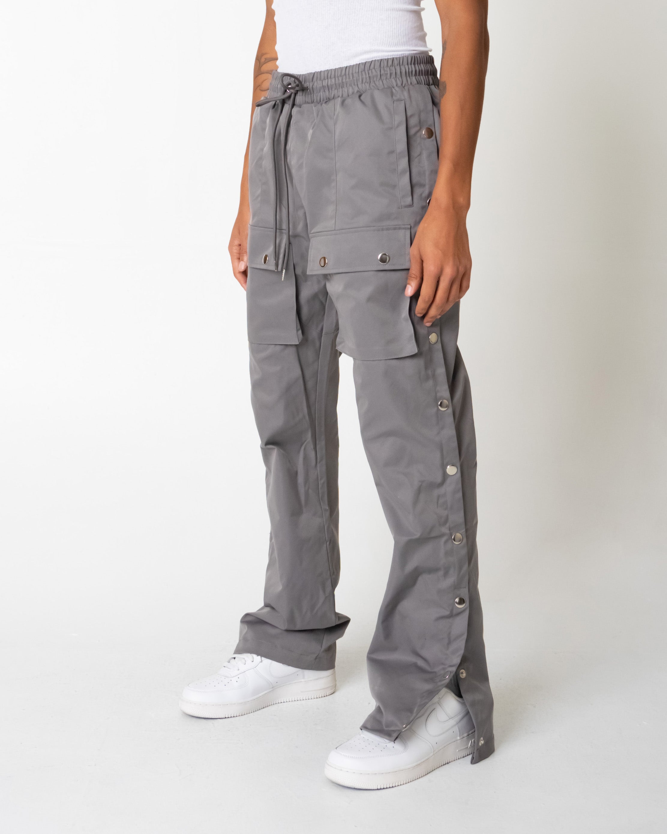 EPTM SNAP CARGO FLARED PANTS-GREY