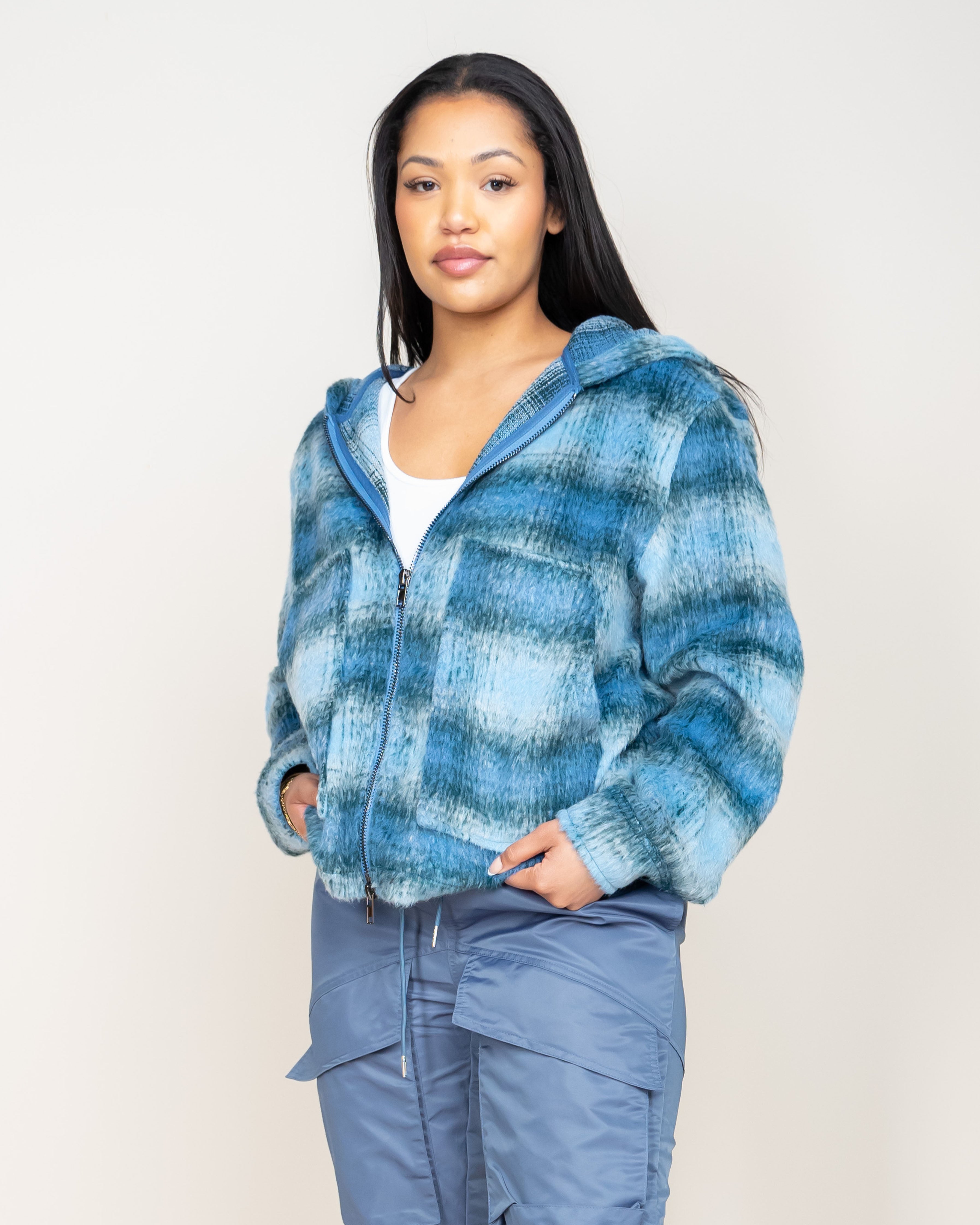 EPTM MOHAIR FLANNEL JACKET-BLUE