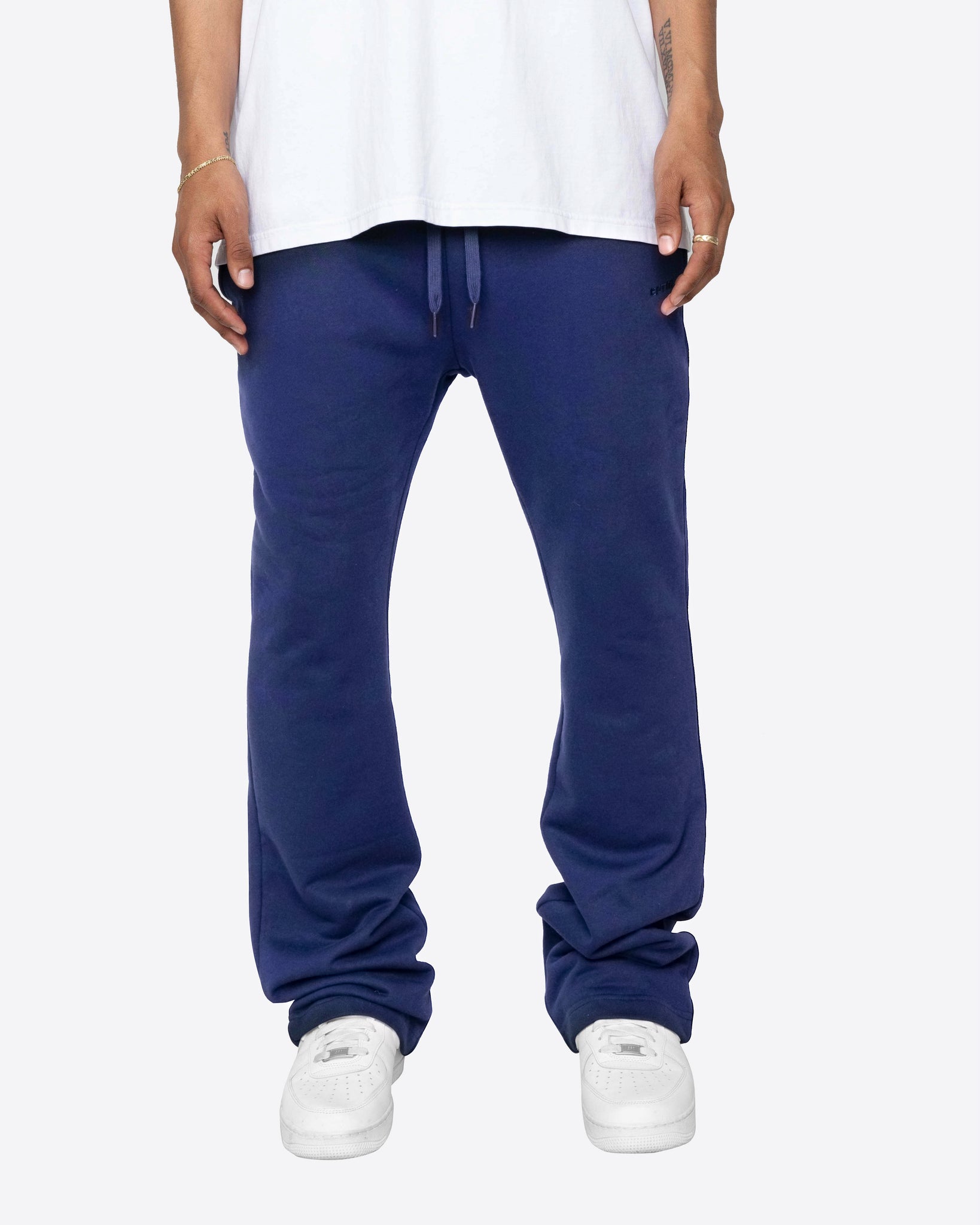 EPTM FRENCH TERRY FLARE PANTS-NAVY