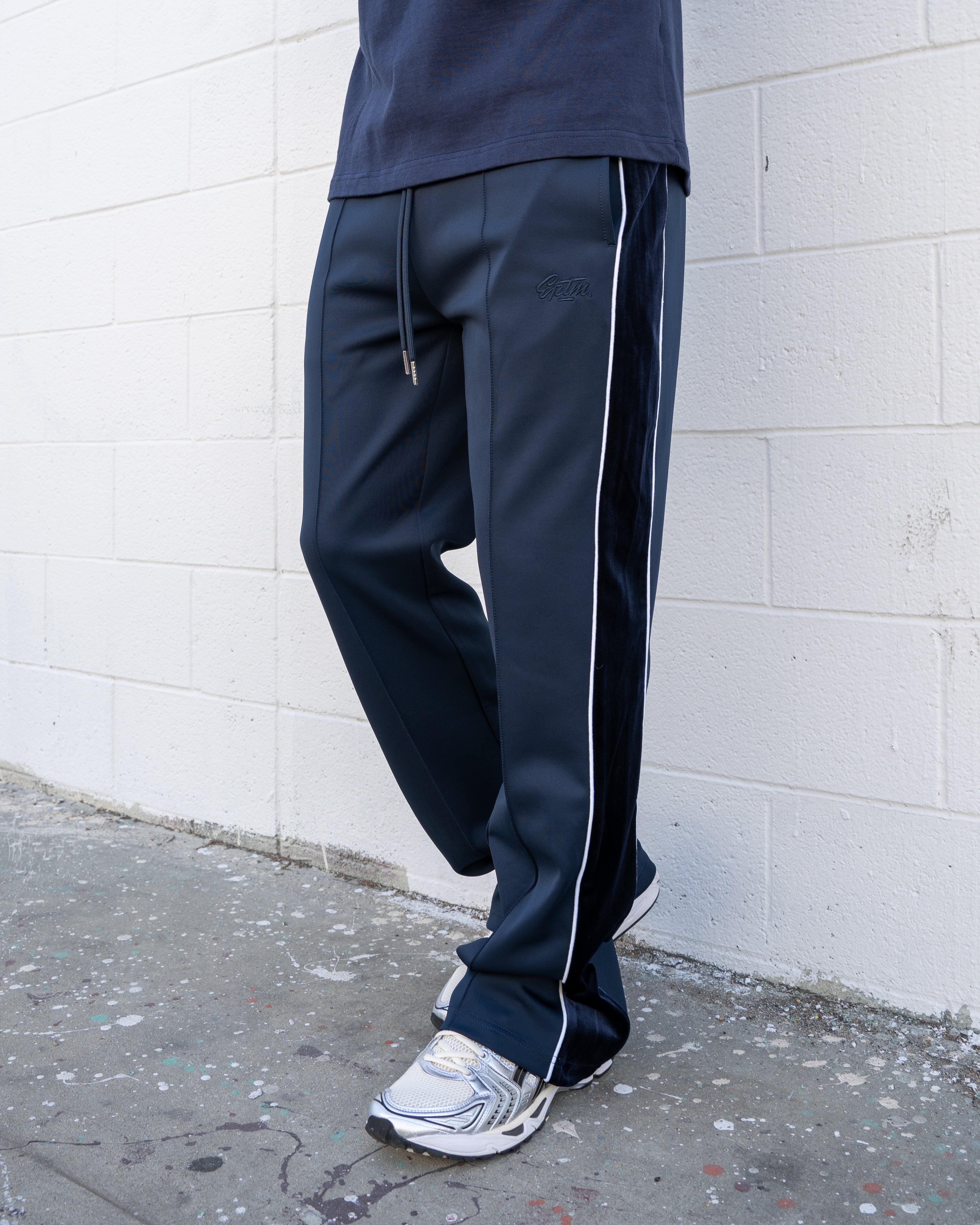 EPTM VELOUR PIPING TRACK PANTS - NAVY