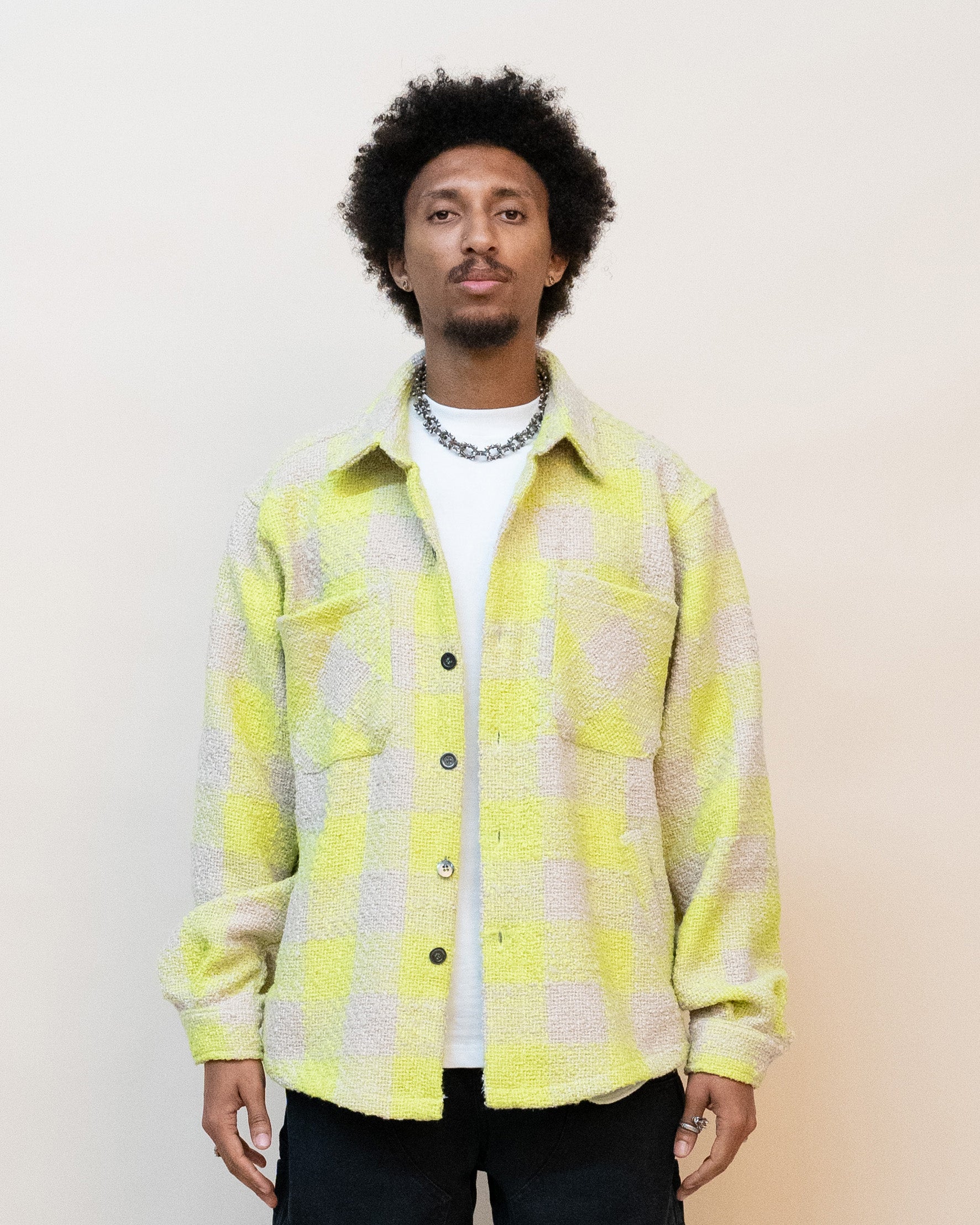 EPTM TWEED FLANNEL SHIRT- NEON GREEN