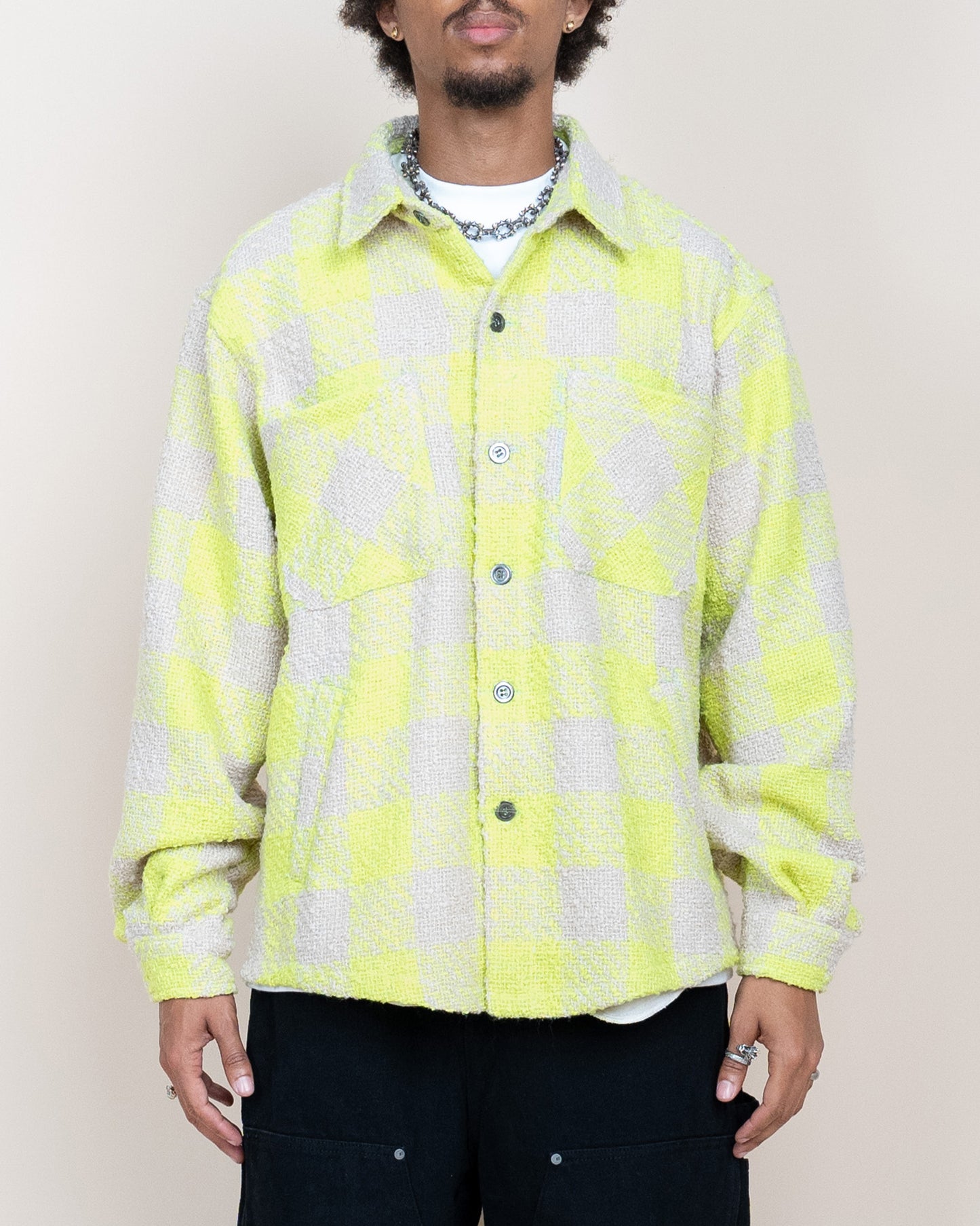 EPTM TWEED FLANNEL SHIRT- NEON GREEN