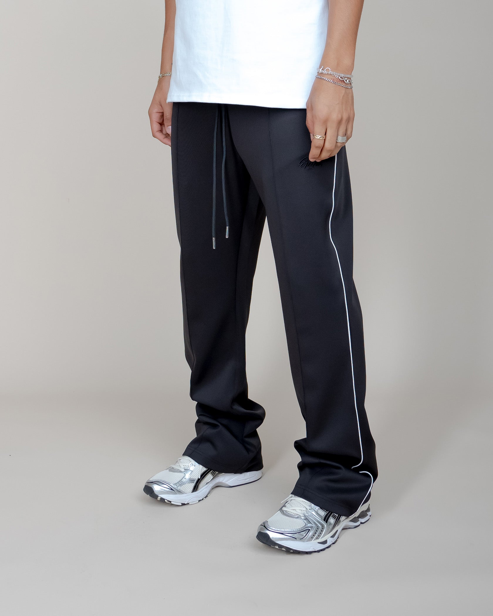 PERFECT PIPING TRACK PANTS - BLACK