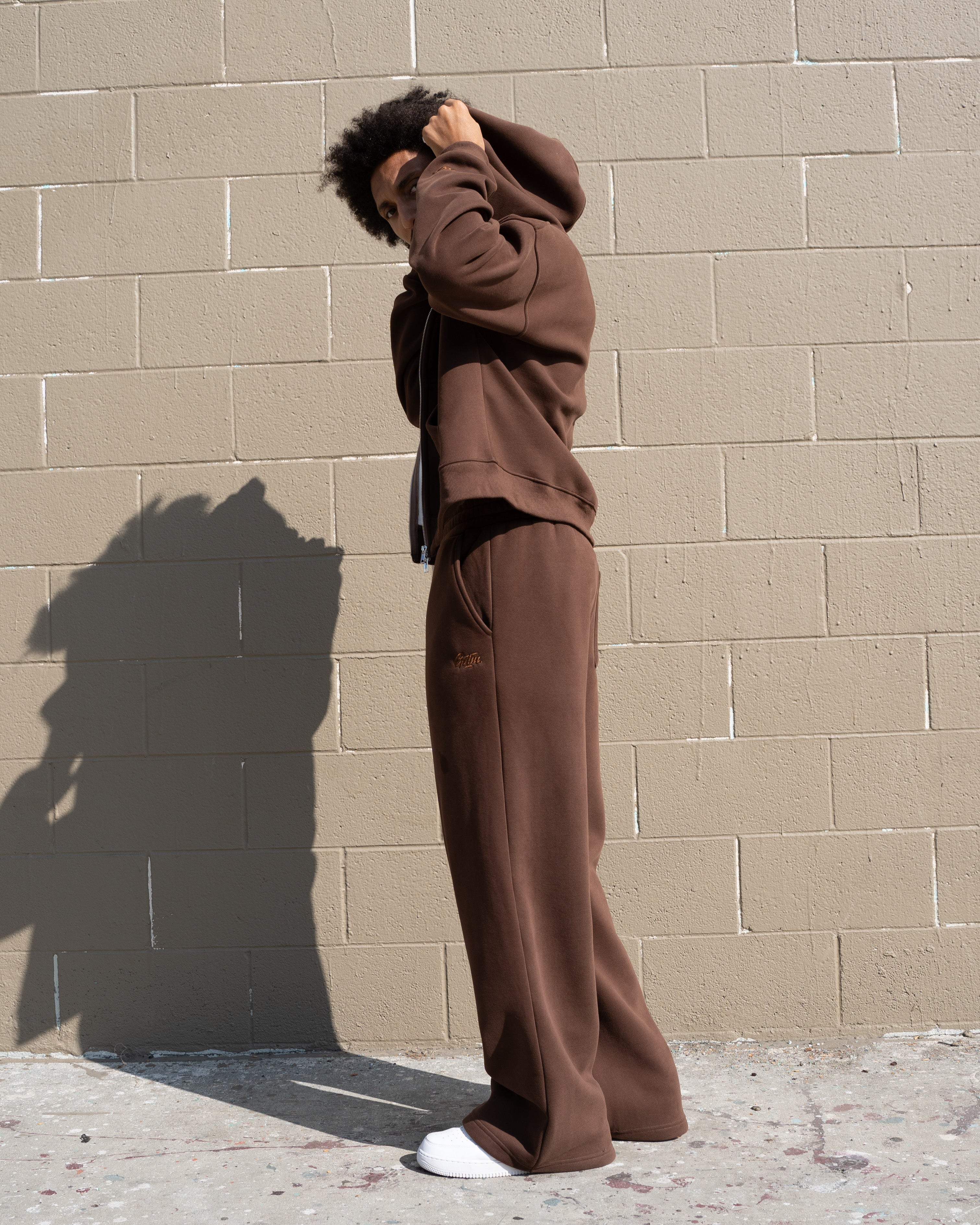 EPTM PERFECT BAGGY FLEECE PANTS - BROWN