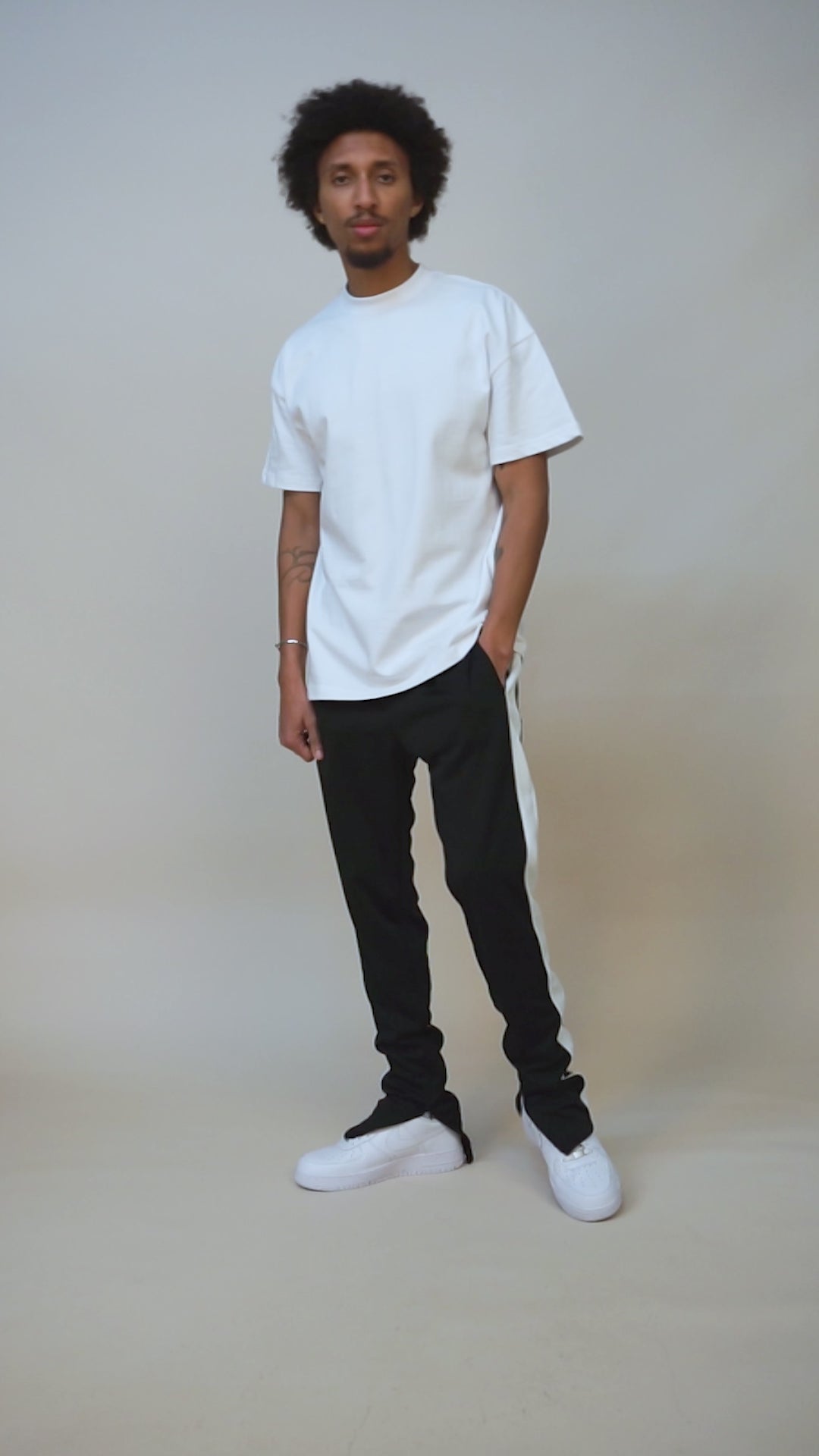 PE Track Pants Black/White (Optional) - Embroidered with Staindrop