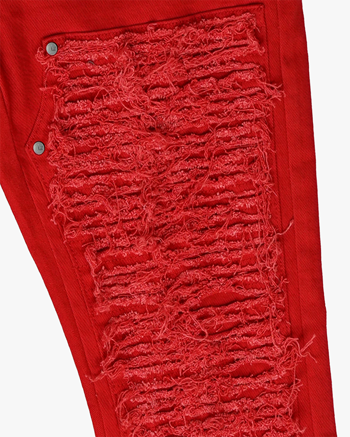 EPTM DISTRESSED CARPENTER FLARE PANTS-RED
