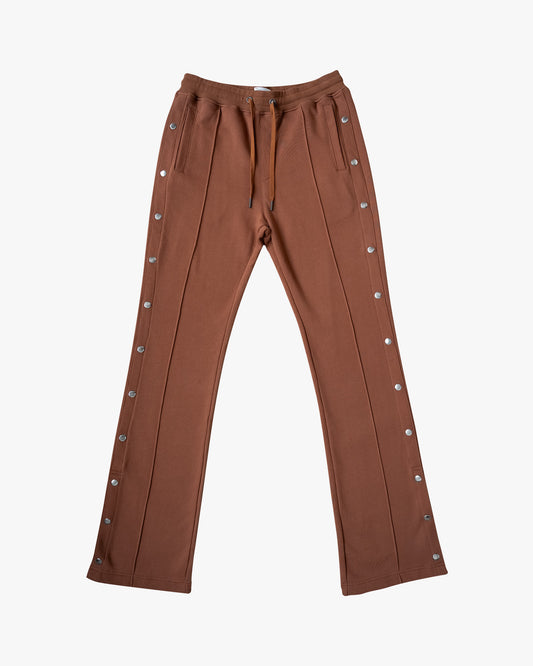 EPTM FRENCH TERRY SNAP FLARED PANTS - BROWN
