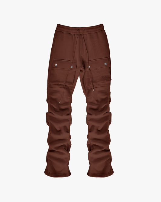 EPTM STACKED CARGO SWEATPANTS-BROWN
