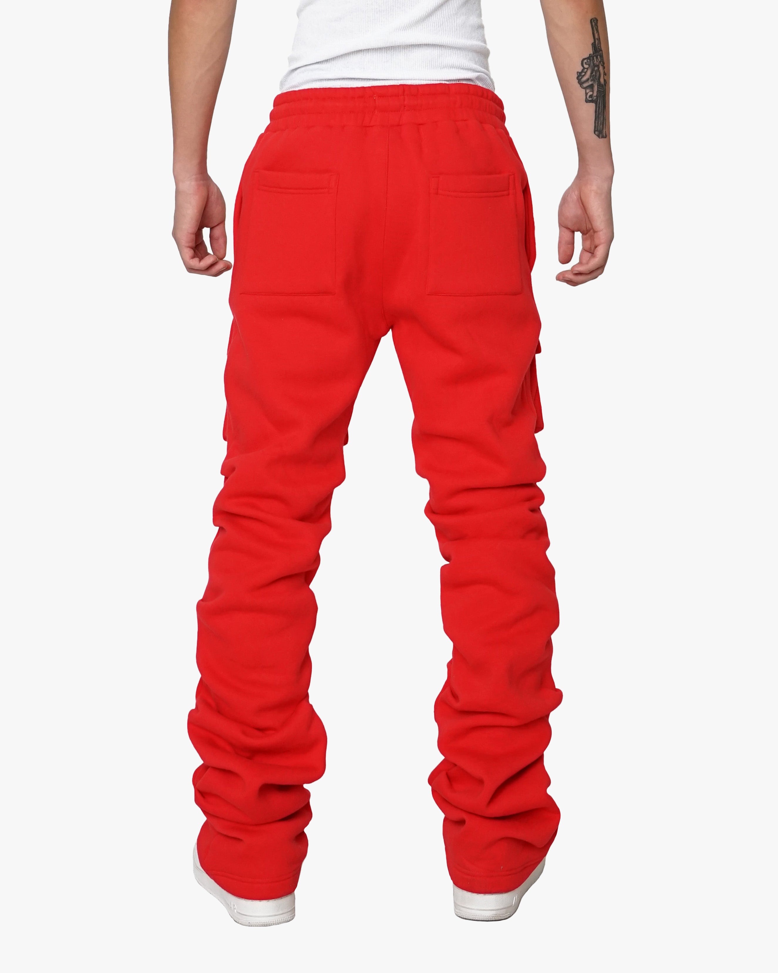 EPTM STACKED CARGO SWEATPANTS-RED