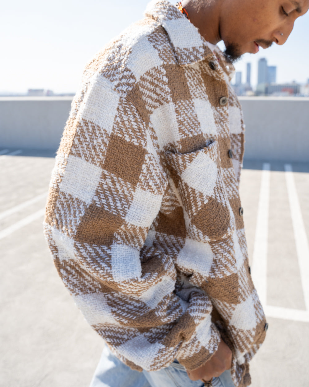 EPTM TWEED FLANNEL SHIRT- KHAKI