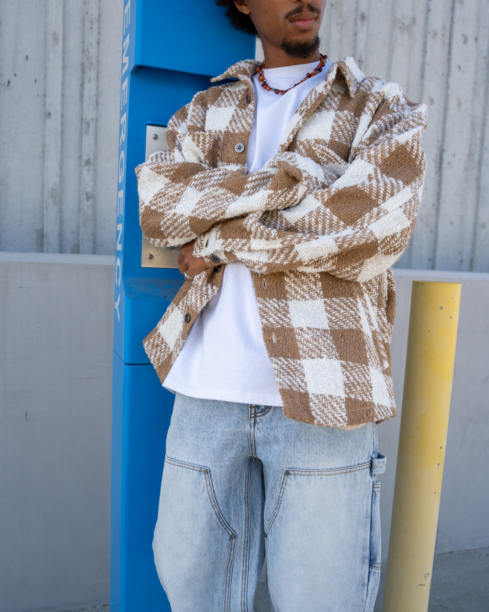 EPTM TWEED FLANNEL SHIRT- KHAKI