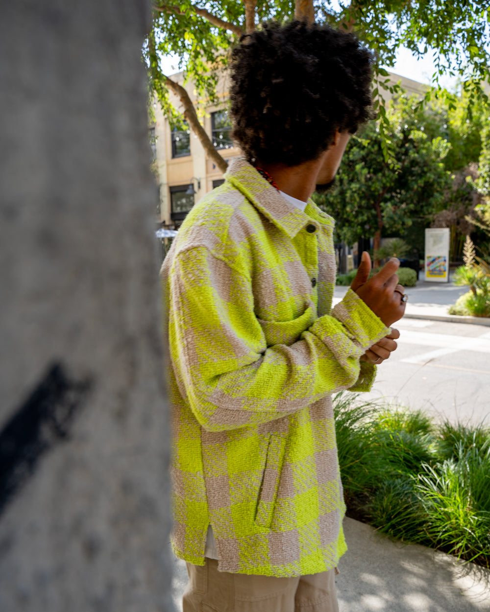 EPTM TWEED FLANNEL SHIRT- NEON GREEN