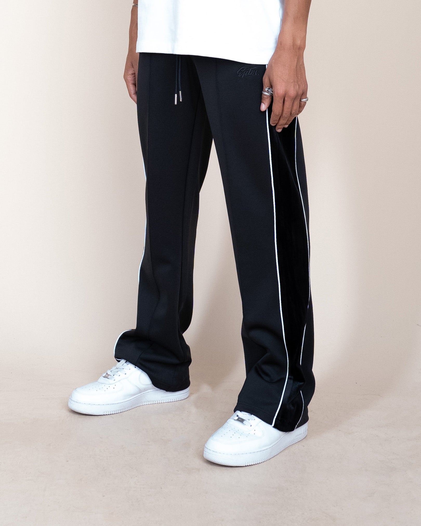 EPTM VELOUR PIPING TRACK PANTS - BLACK