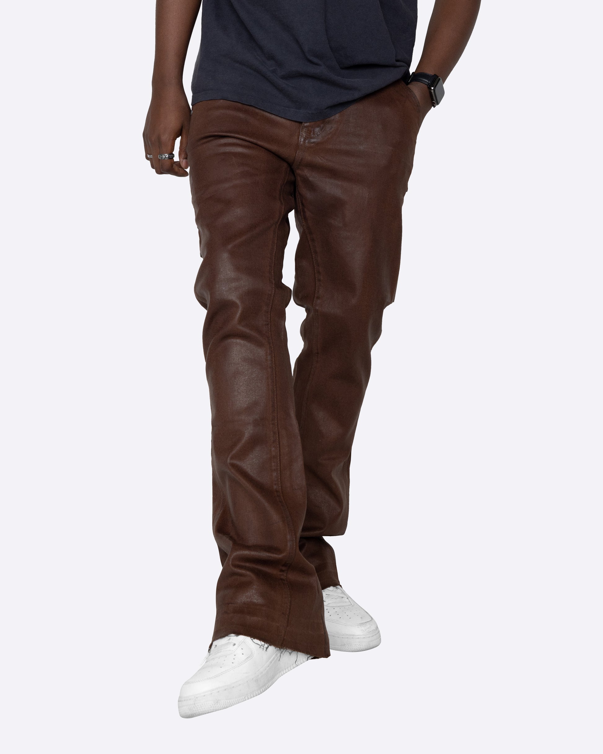 Current Mood Faux Suede Flare Pants - Brown/Tan