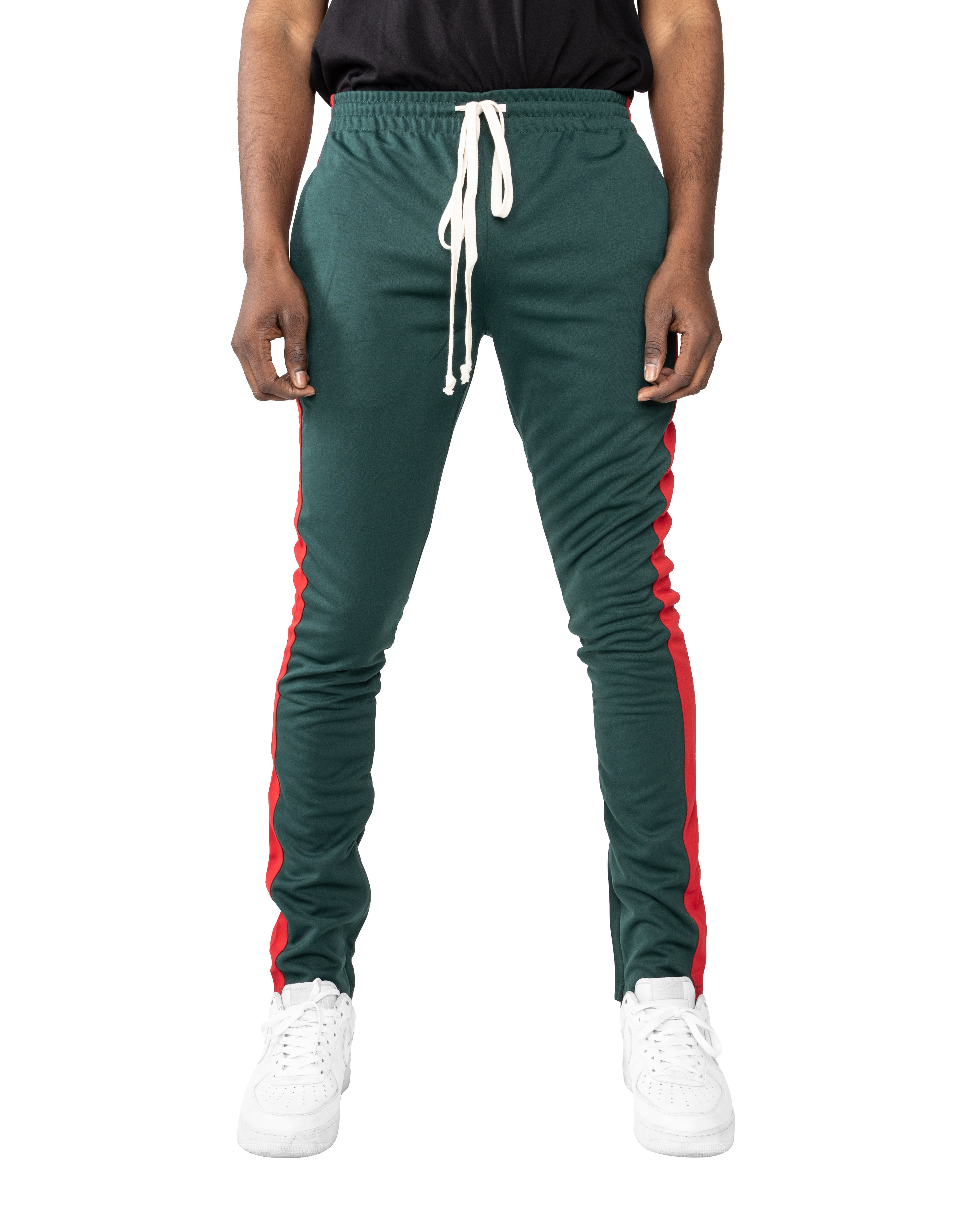 Green pants cheap red stripe