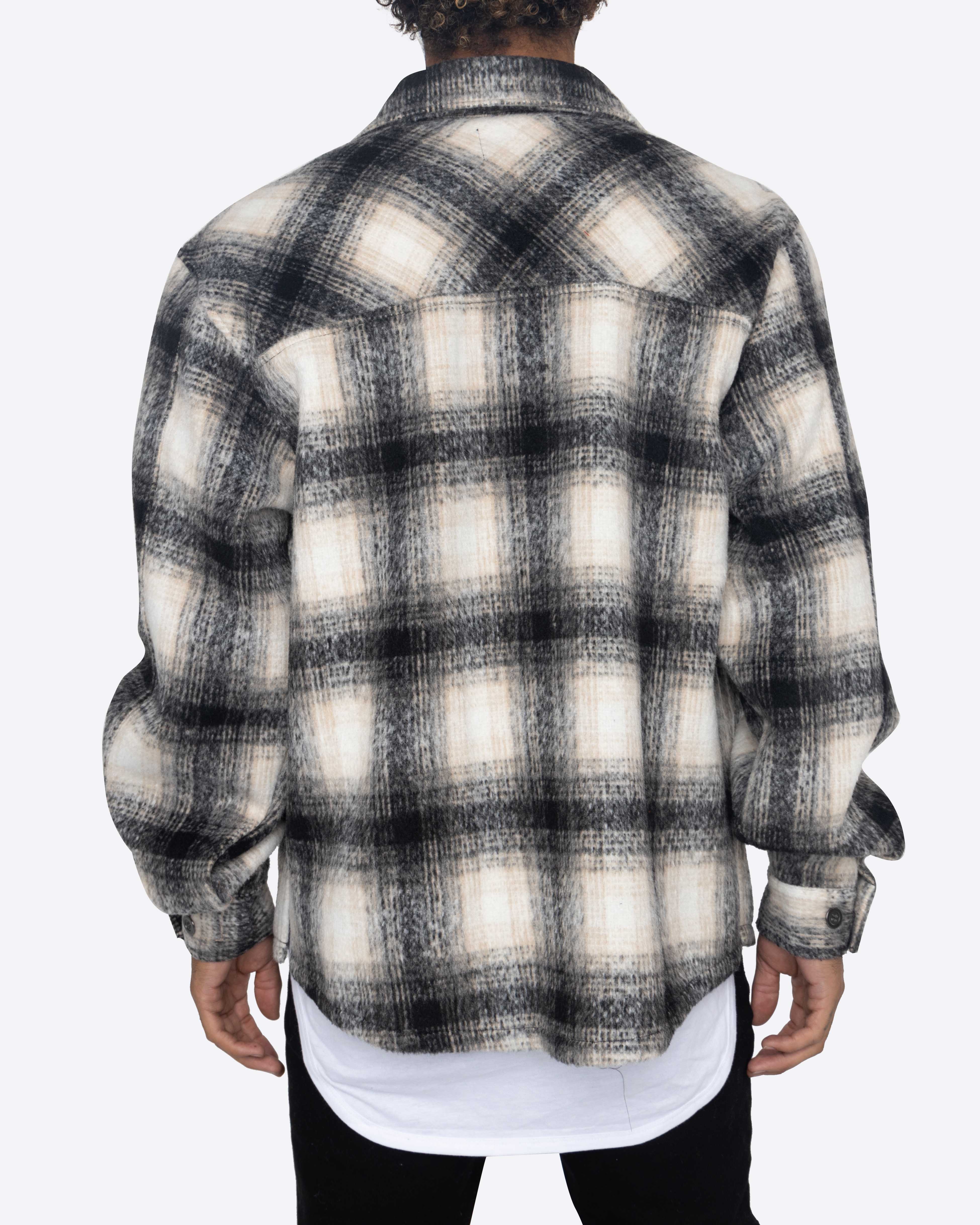 EPTM SLIT FLANNEL SHIRT-BLACK/WHITE