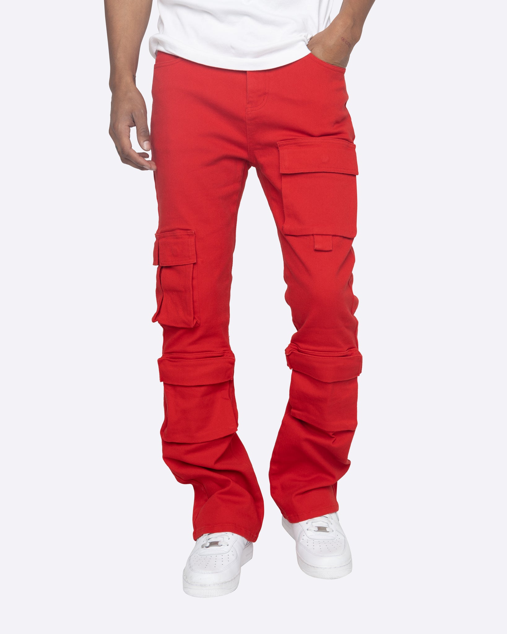 Buy Maoning Mens Slim Fit Urban Trousers Casual Pencil Jogger Cargo Pants  with Big Pockets Red L at Amazonin