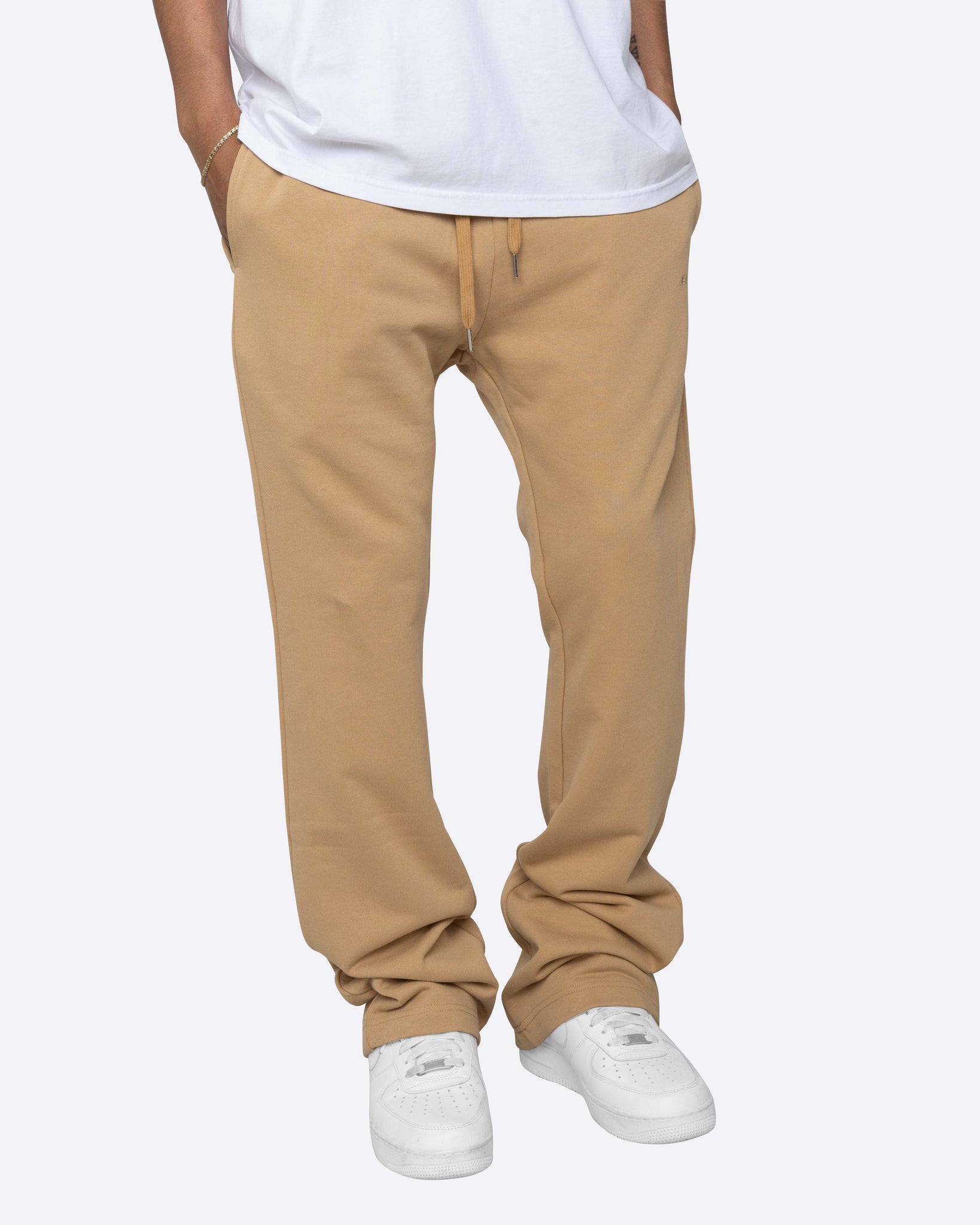 EPTM FRENCH TERRY FLARE PANTS-TAN