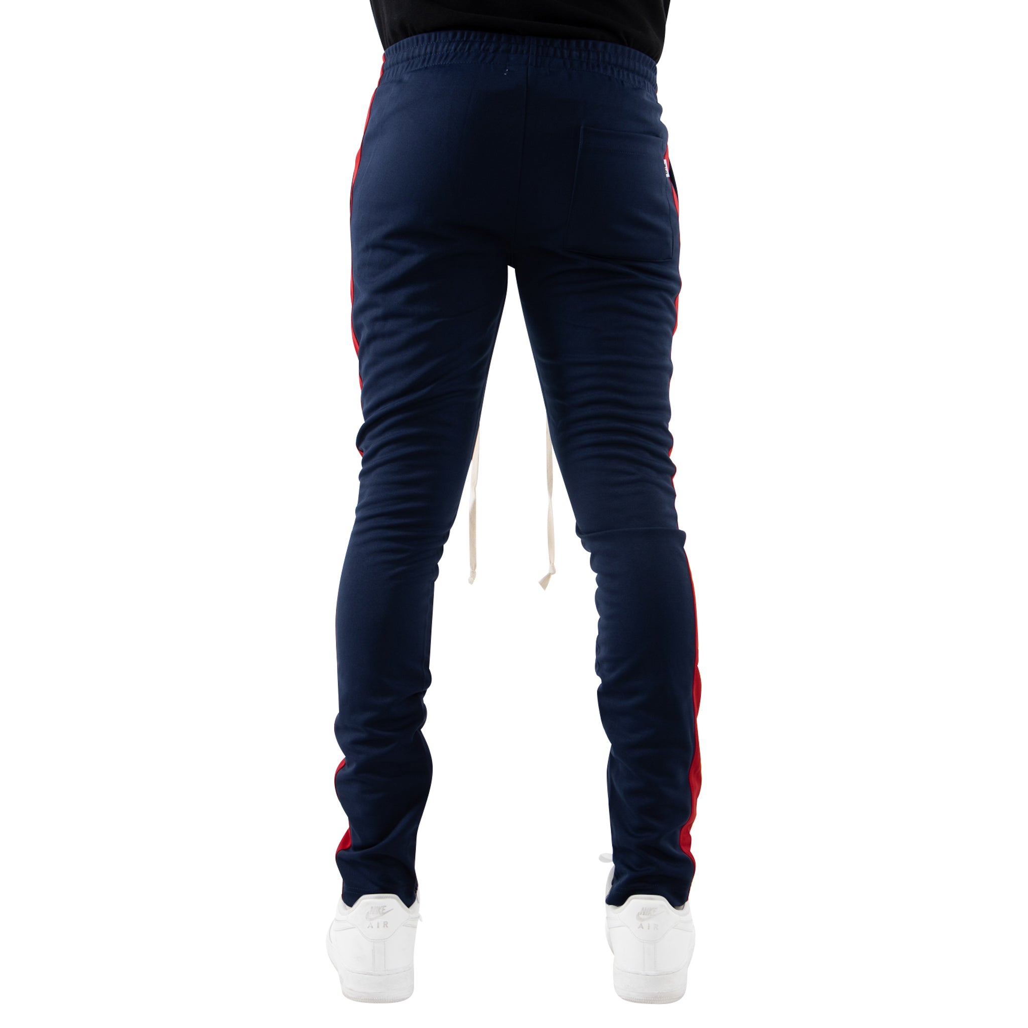 Navy red track sales pants