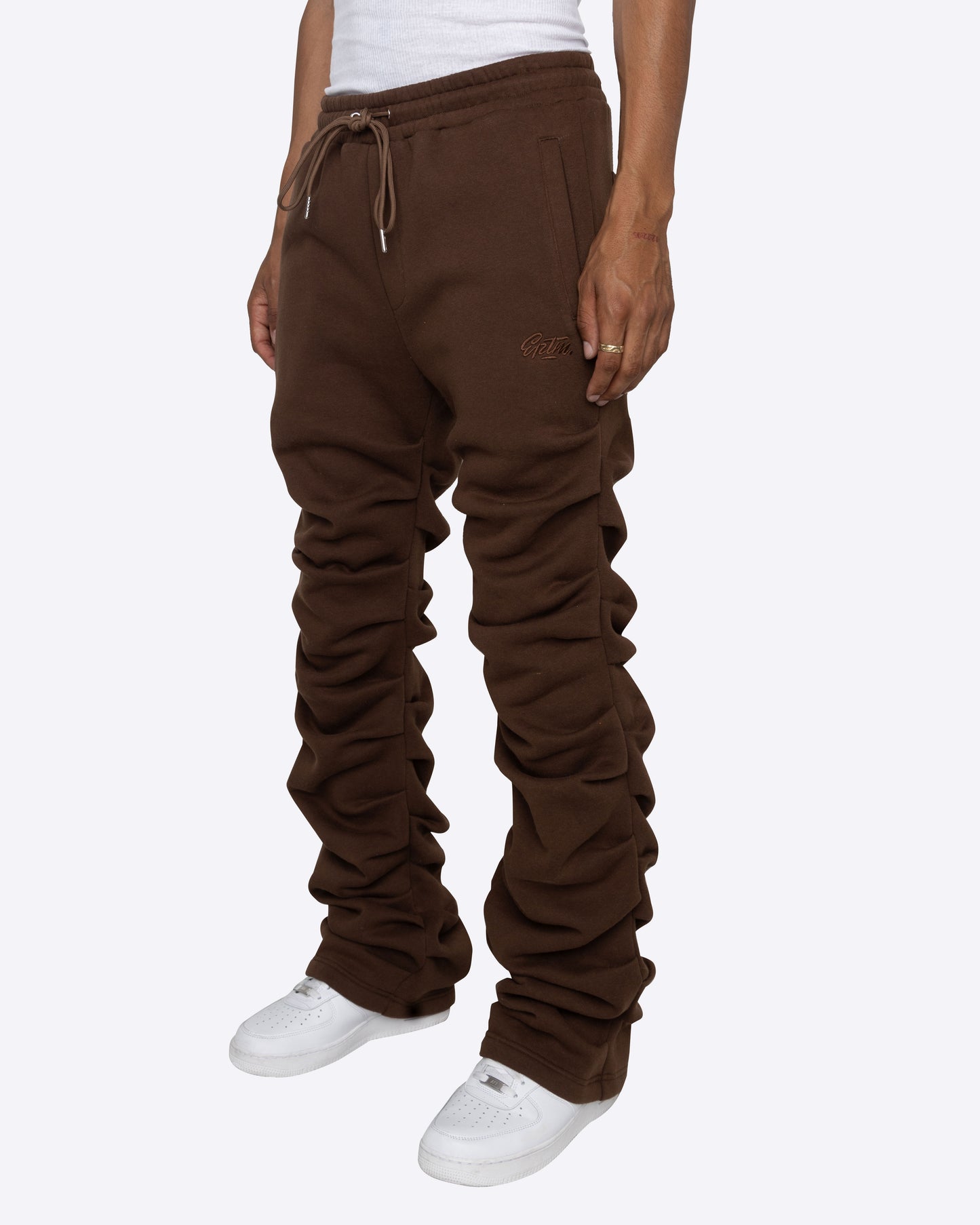 EPTM STACKED SWEATPANTS-BROWN