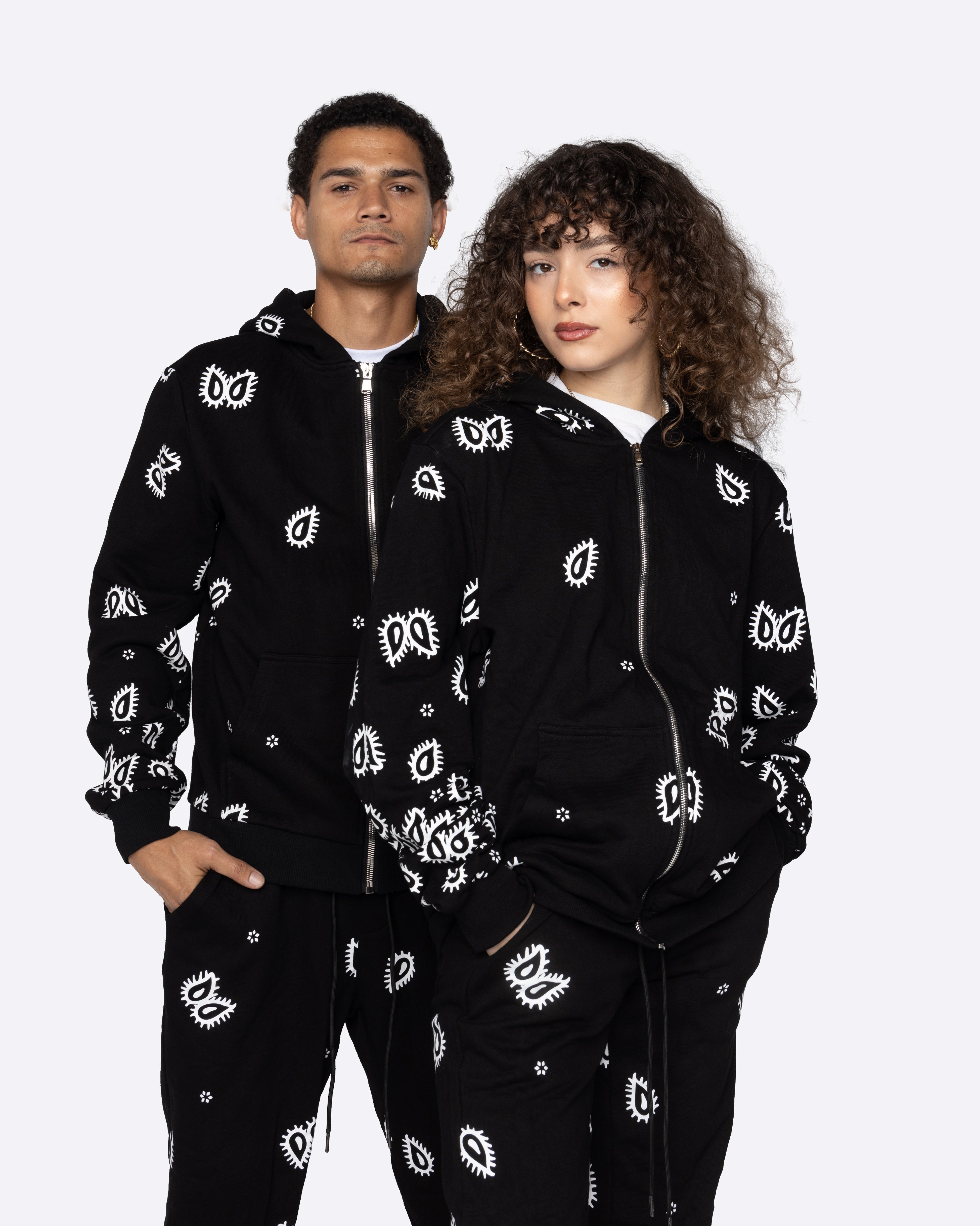 EPTM AMOEBA PRINT ZIP HOODIE-BLACK