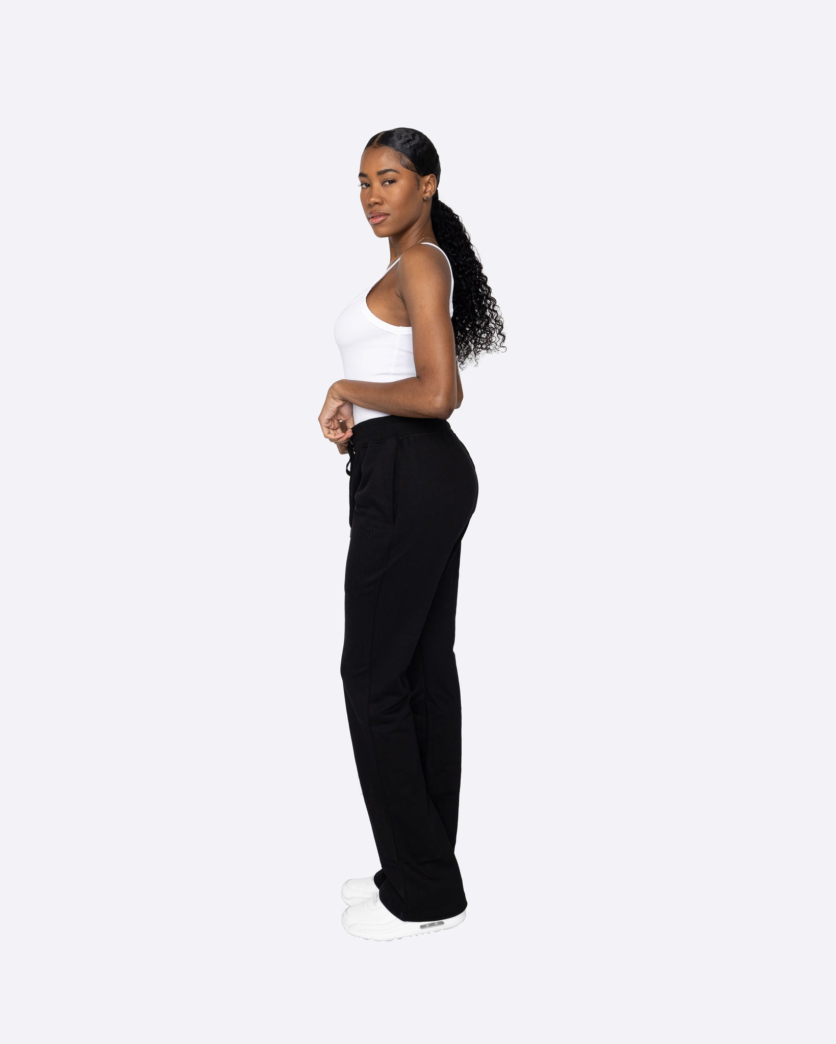 EPTM WOMEN FRENCH TERRY FLARE PANTS-BLACK
