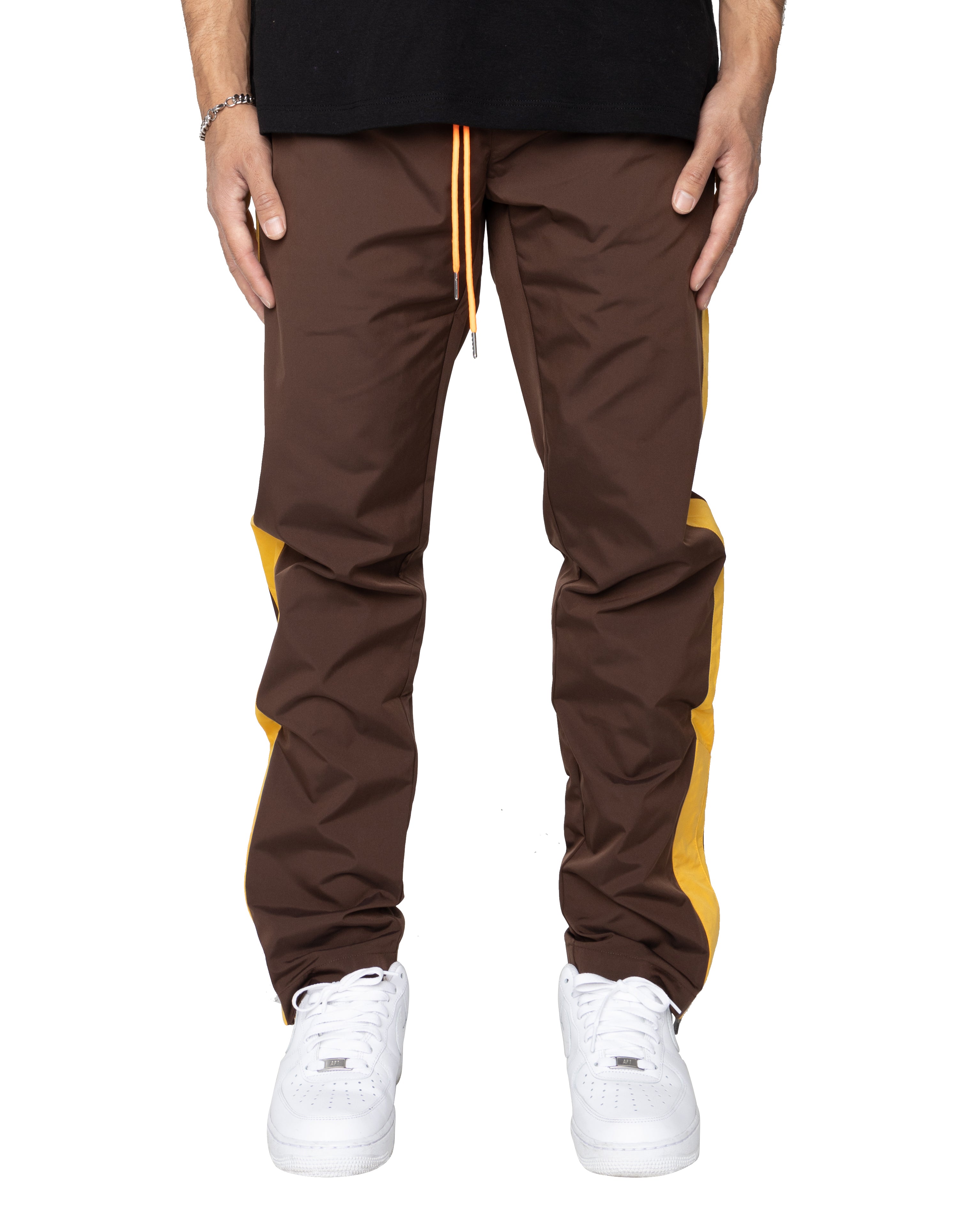 EPTM NYLON BASIC TRACK PANTS-BROWN/MUSTARD