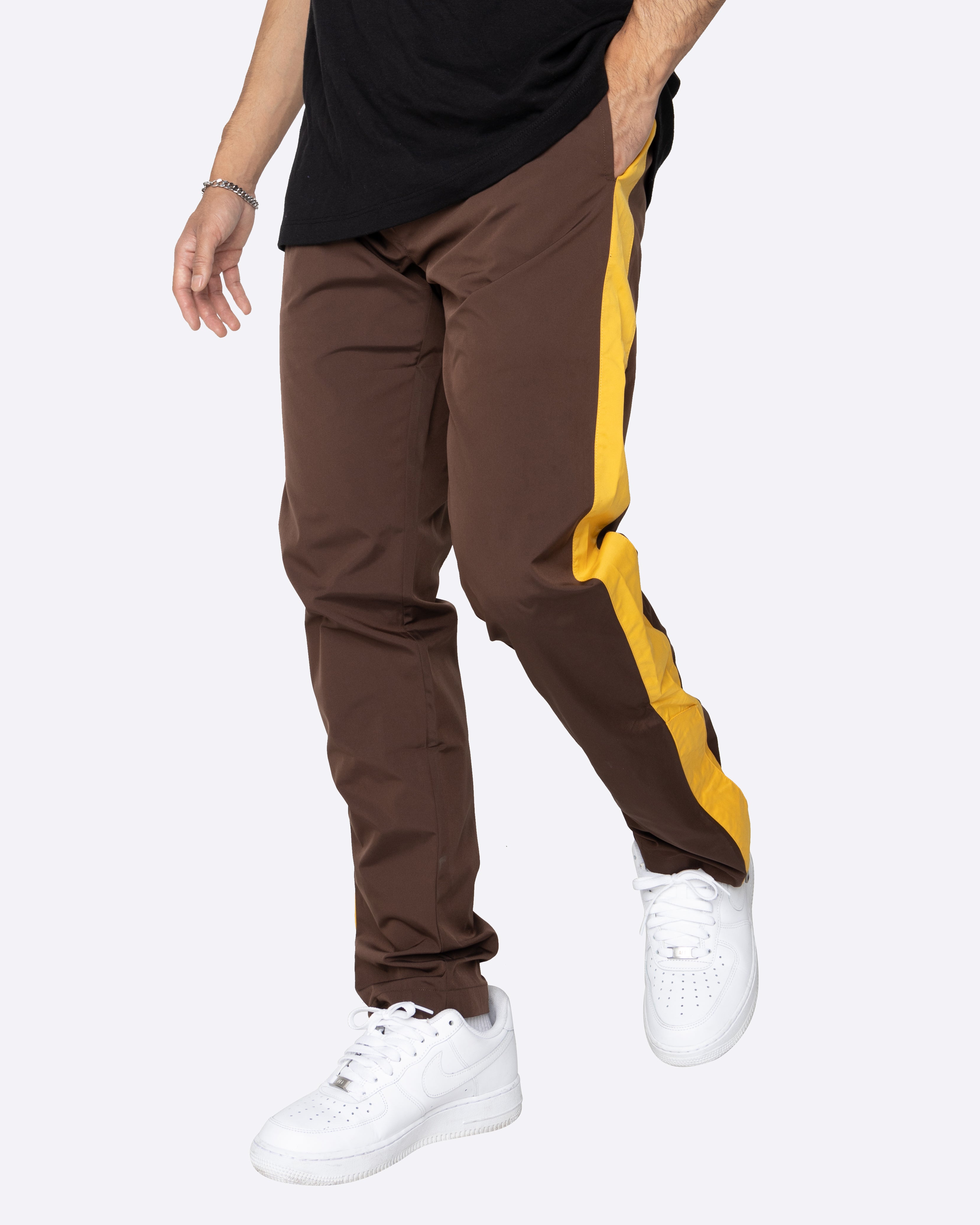 EPTM NYLON BASIC TRACK PANTS-BROWN/MUSTARD